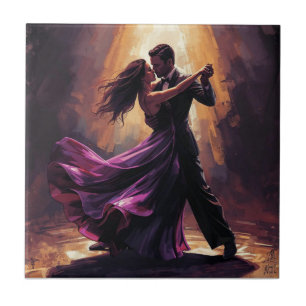 Carreau Couple de Tango Romantique Élégant Design de Danse