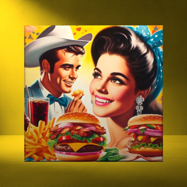 Carreau Couple Rétro Fast Food (Créateur téléchargé)