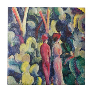 Carreau Couple sur la piste forestière par August Macke