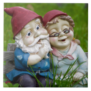 Carreau Couples de gnomes de jardin