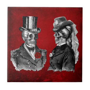 Carreau Couples grunges de squelette de crâne