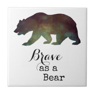 Carreau Courageux comme un Ours Typographie Aquarelle