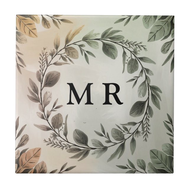 Carreau Courbe d'initiaux personnalisable - Élégant monogr (Devant)