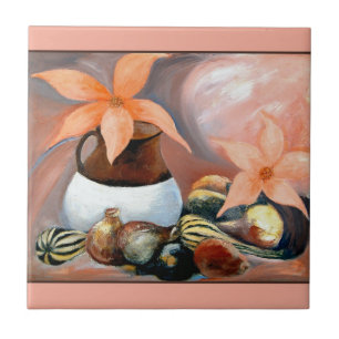 Carreau Courges et fleurs -