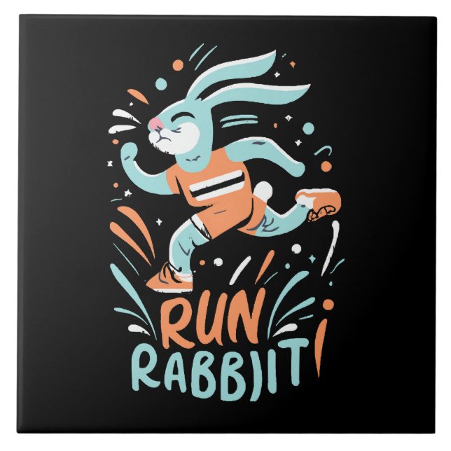Carreau courir lapin marathon coureur lapin mignon (Devant)