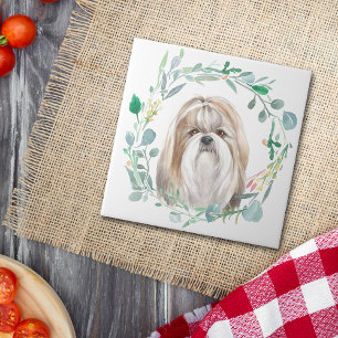 Carreau Couronne d'aquarelle Shih-Tzu