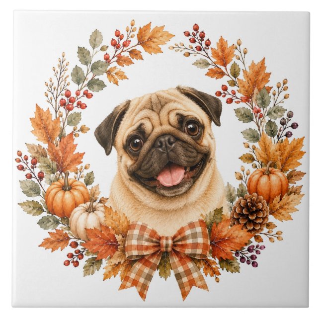 Carreau Couronne d'automne de Pug (Devant)