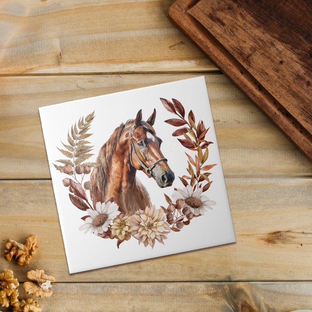 Carreau Couronne d'automne du Cheval Sorrel Rouge (Créateur téléchargé)