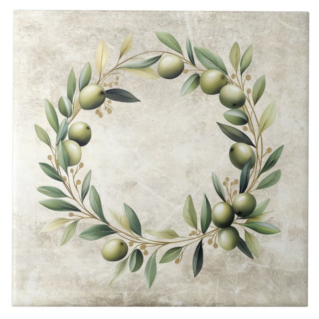 Carreau Couronne d'olive à texture fausse aquarelle  (Devant)