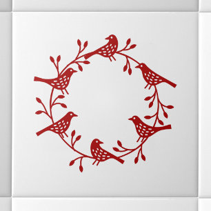 Carreau Couronne scandinave moderne d'oiseaux et de rosehi