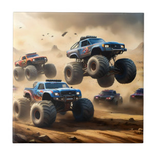 Carreau Courses de Monster Trucks dans le désert,