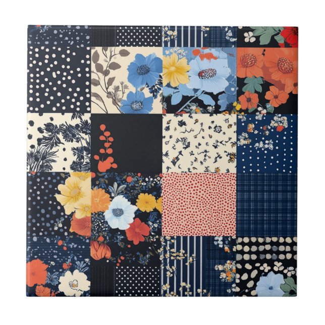 Carreau Courte classique patchwork - Botaniques audacieuse (Devant)