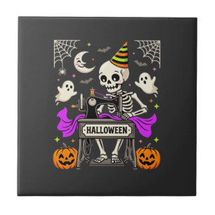 Carreau Couture de squelette d'Halloween Citrouille fantôm