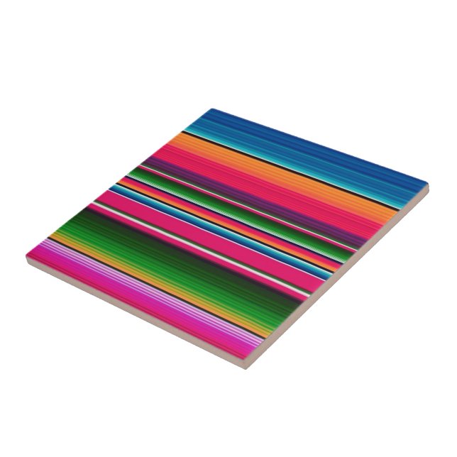 Carreau Couverture de serape mexicaine Grandes bandes colo (Côté)