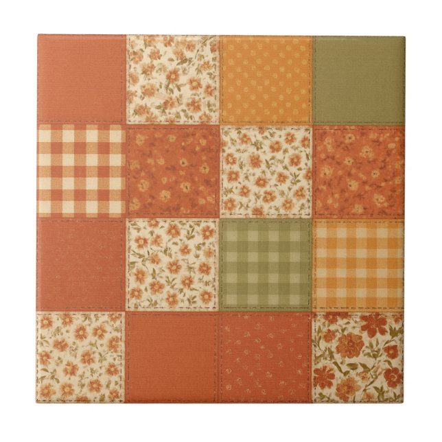 Carreau Couverture Patchwork Terracotta Floral Maison de C (Devant)