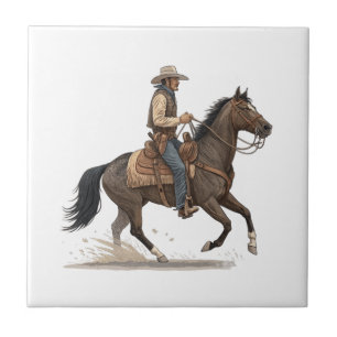 Carreau Cow-boy sur un cheval