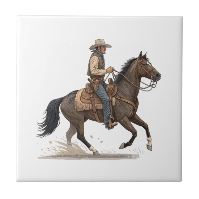 Carreau Cow-boy sur un cheval (Devant)