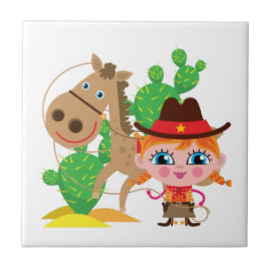 Carreau Cow-girl et cheval