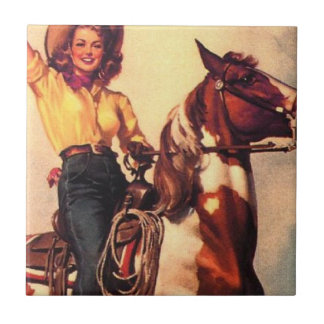 Carreau Cow-girl sur son cheval