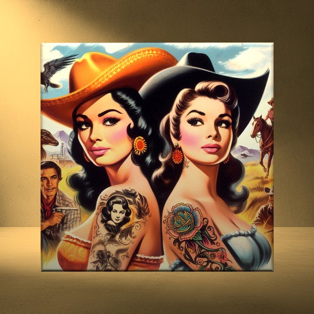 Carreau Cowgirls Tatouées Vintage (Créateur téléchargé)