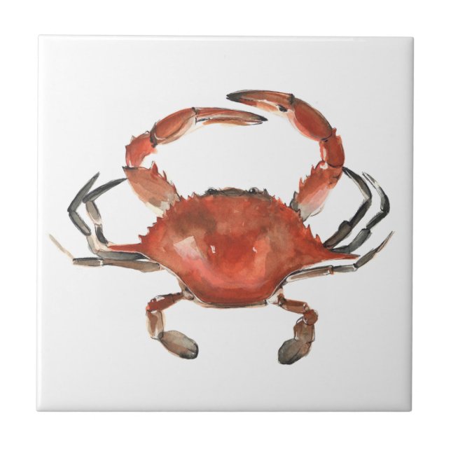 Carreau Crabe aquarelle - Rouge (Devant)