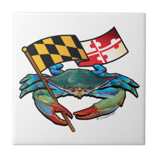 Carreau Crabe bleu du Maryland avec crabe à drapeau