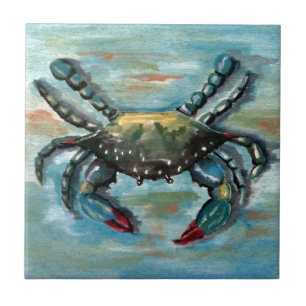 Carreau Crabe bleu sur bleu