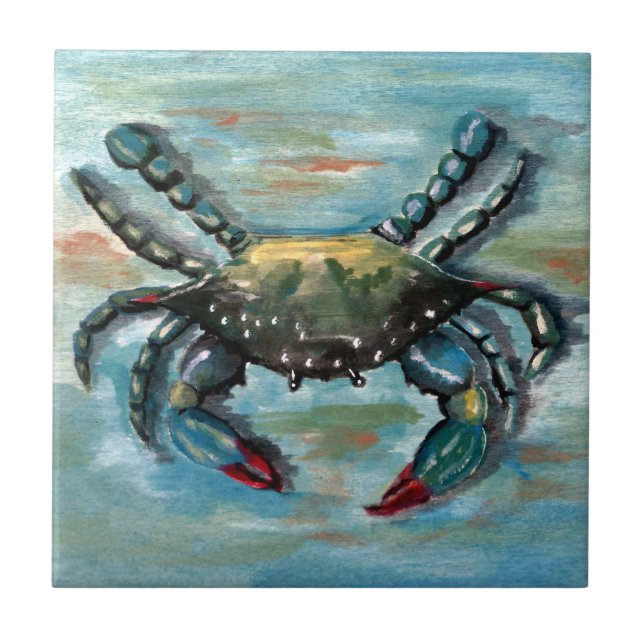 Carreau Crabe bleu sur bleu (Devant)