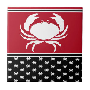 Carreau Crabe marine Monogramme Cerami noir blanc rouge