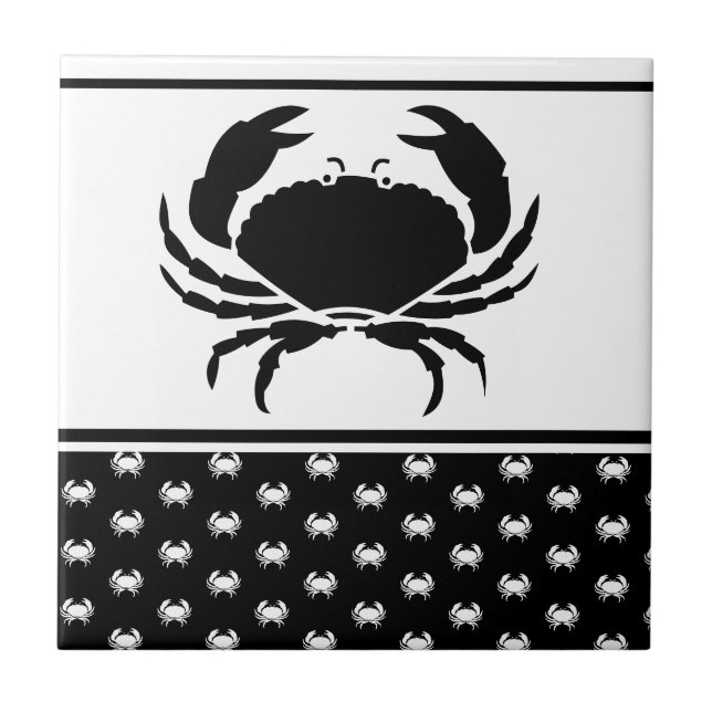 Carreau Crabe marine Monogramme noir et blanc (Devant)