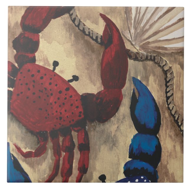 Carreau Crabe rouge et bleu (Devant)