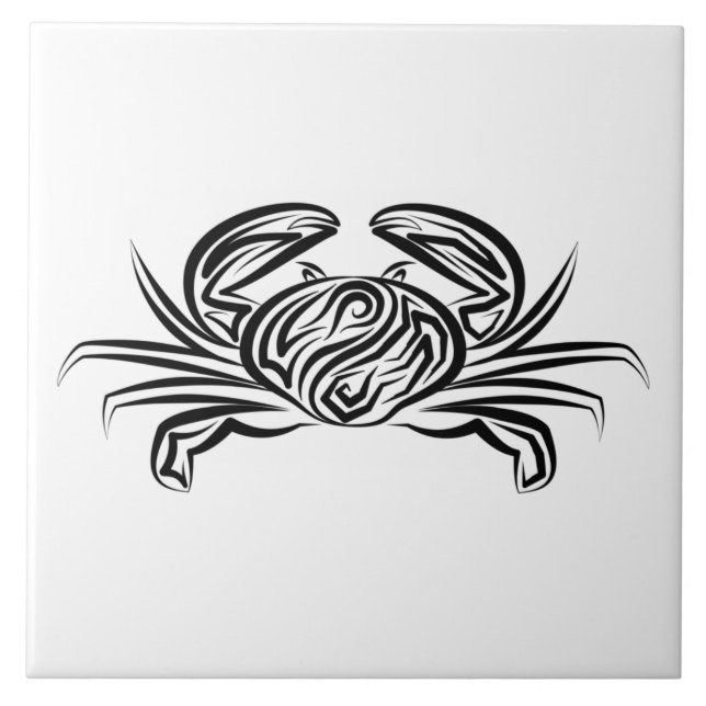 Carreau Crabe tribal noir et blanc (Devant)