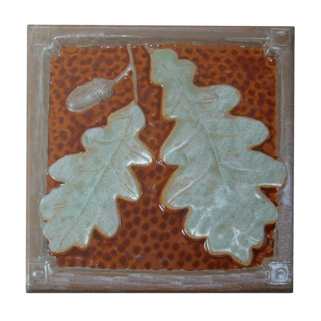 Carreau  Craftsman Oak leaf Ceramic Decorative tile  (Devant)