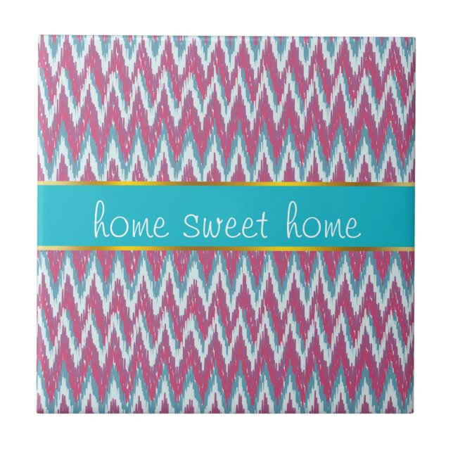 Carreau Cranberry et Turquoise Motif iKat ZigZag (Devant)