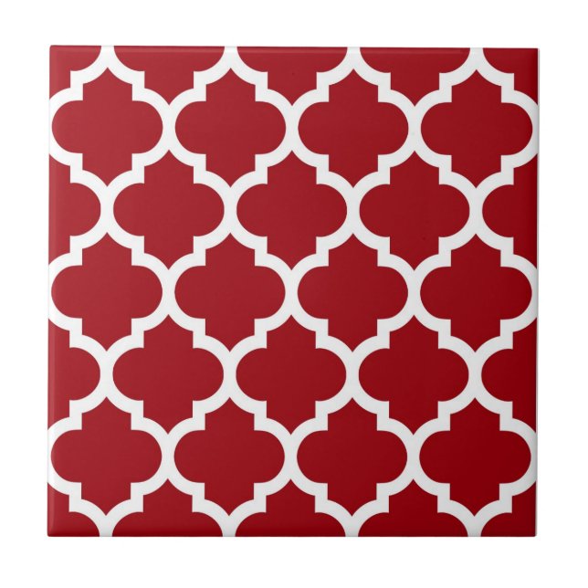 Carreau Cranberry Red White Marocain Quatrefoil Motif #5 (Devant)