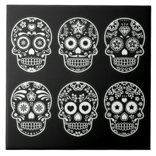 Carreau Crâne à sucre noir et blanc