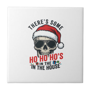 Carreau Crâne de Noël Ho Ho Ho Humour Design