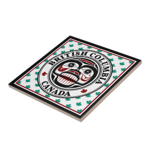 Carreau Crâne de pleurs de l'art noir rouge amérindien