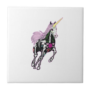 Carreau Crâne de Sucre Licorne Jour des Morts T-Shirt
