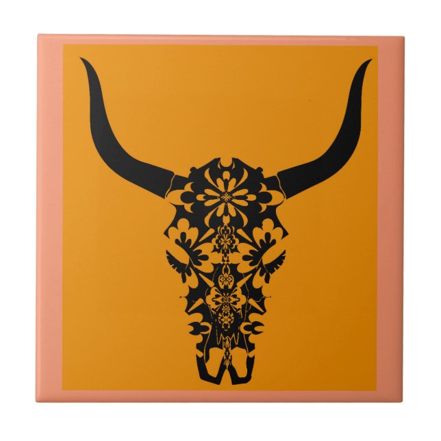 Carreau crâne-de-vache-cornettes-sauvage-ouest-noir-blanc- (Devant)