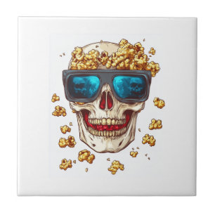 Carreau Crâne en pop-corn effrayant � Squelette de film d'
