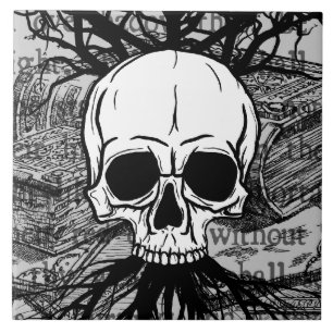 Carreau Crâne et livres