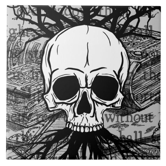 Carreau Crâne et livres (Devant)