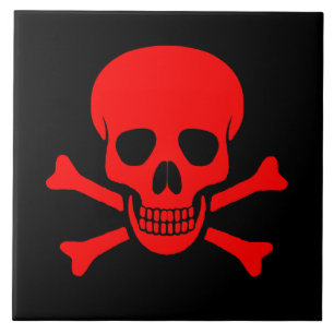 Carreau Crâne et tuile rouges d'os croisés