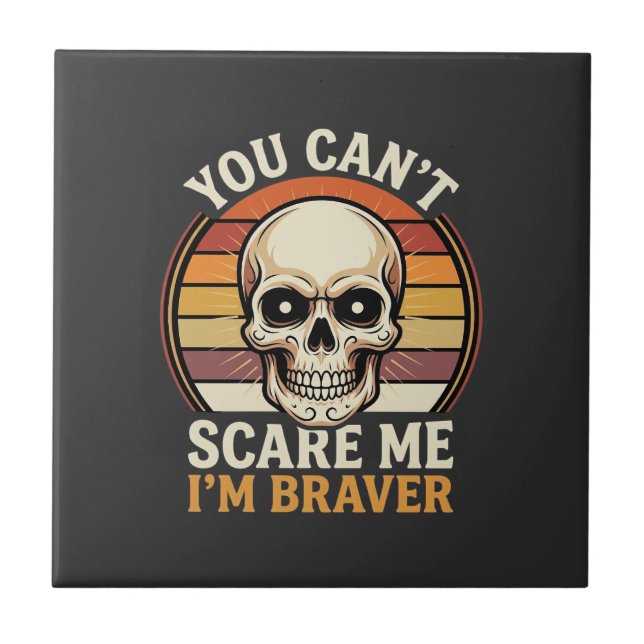 Carreau Crâne Halloween plus courageux Design Rétro Horreu (Devant)