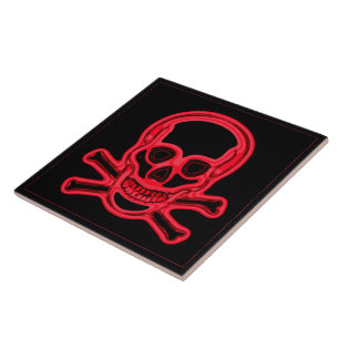 Carreau Crâne rouge et noir, art numérique
