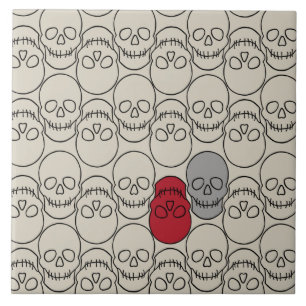 Carreau Crânes - Bone White et Bat Black