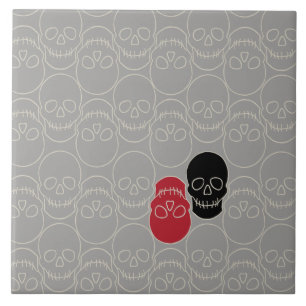 Carreau Crânes - Gris fantôme et Blanc osseux