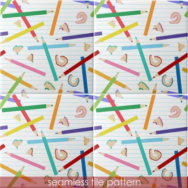 Carreau Crayons colorés Enfants Motifs (Colored Pencils Pattern Kids Ceramic Tile)