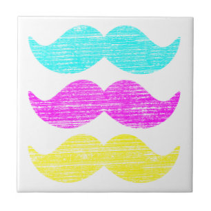 Carreau Création de motif de moustache rétro coloré